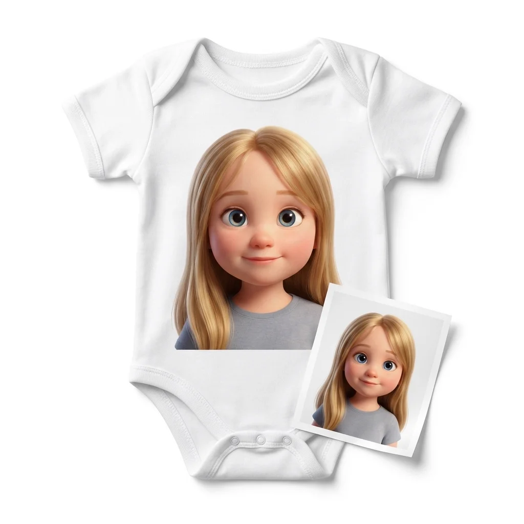 Personalisierte Baby Strampler mit KI-Charakter
