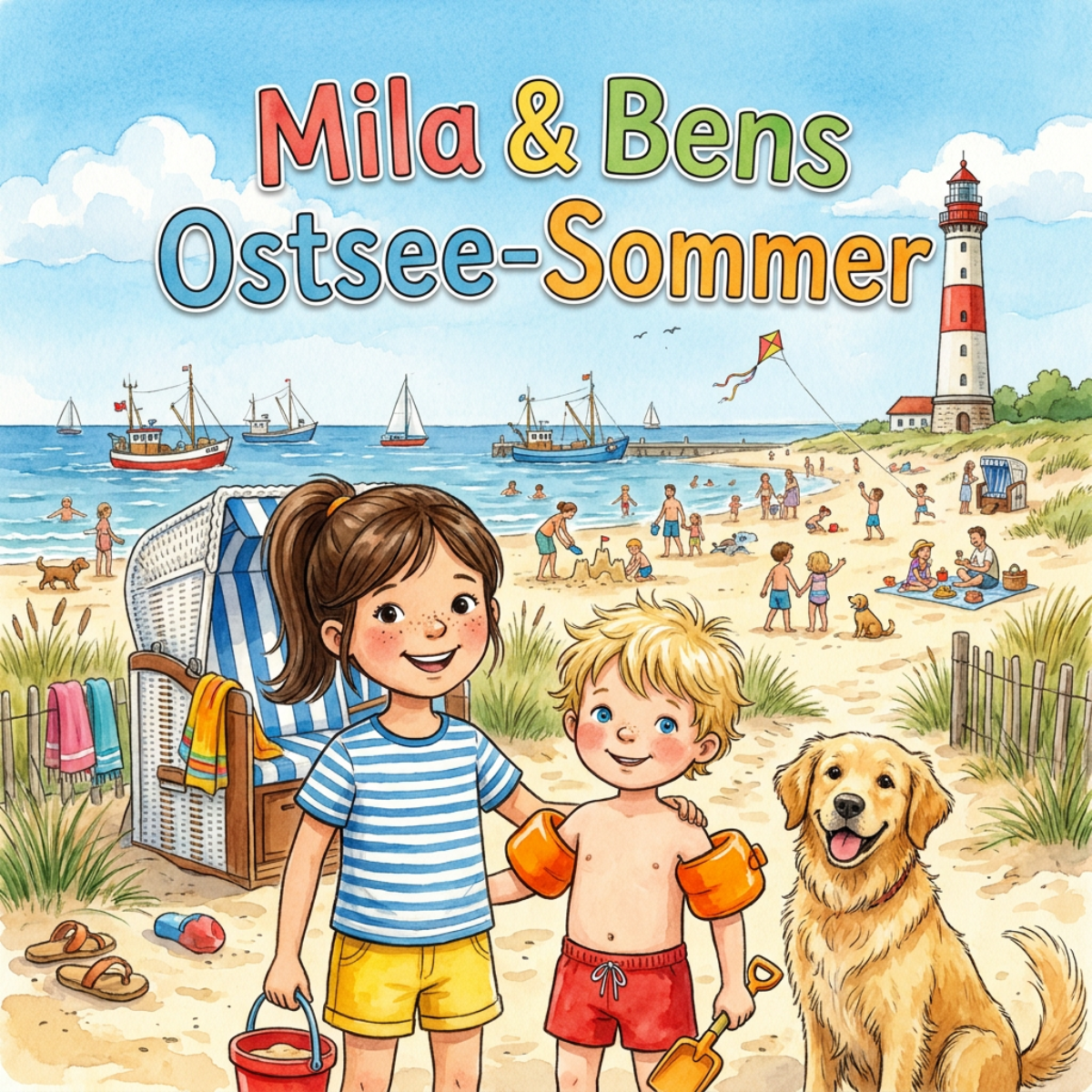 Personalisiertes Wimmelbuch im Stil Aquarell — Cover